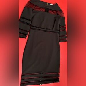 Chic Black and Red Dress with Sheer Accents